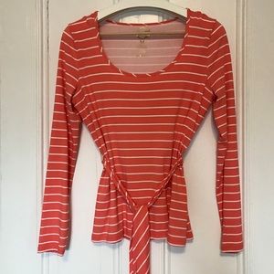 C Wonder coral long sleeved shirt with tie, sz M